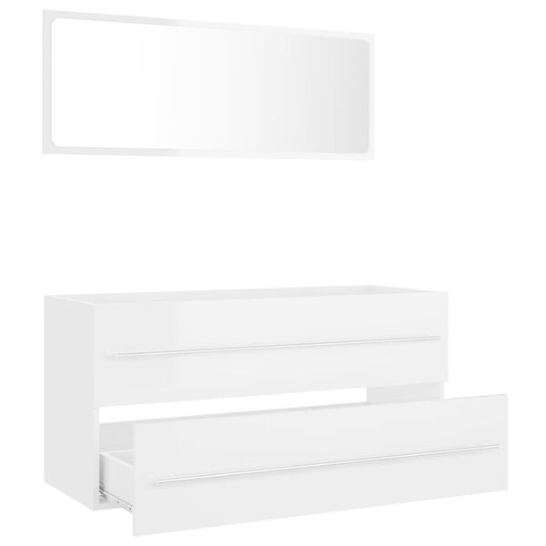 vidaXL 2 Piece Bathroom Furniture Set High Gloss White Engineered Wood