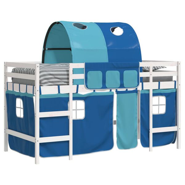 vidaXL Kids' Loft Bed with Tunnel without Mattress Blue 90x200cm