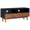 vidaXL TV Stand | Matt black and dark brown | Solid acacia wood, MDF, aluminium