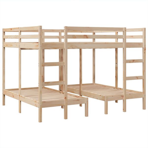 vidaXL Triple Bunk Bed Frame 160x200/80x160 cm Solid Wood Pine