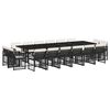 vidaXL 17 Piece Garden Dining Set with Cushions Black Poly Rattan