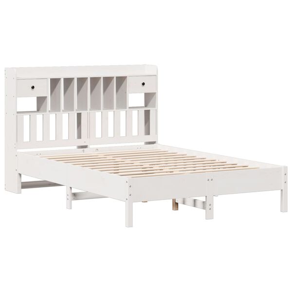 vidaXL Bookcase Bed without Mattress White 160x200 cm Solid Wood Pine