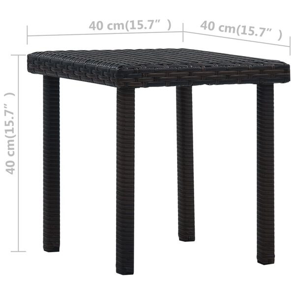 vidaXL Garden Tea Table Brown 40x40x40 cm Poly Rattan