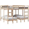 vidaXL Triple Bunk Bed Frame 160x200/80x160 cm Solid Wood Pine