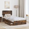 vidaXL Storage Bed with Drawer Smoked Oak 90 x 190 cm Engineered Wood