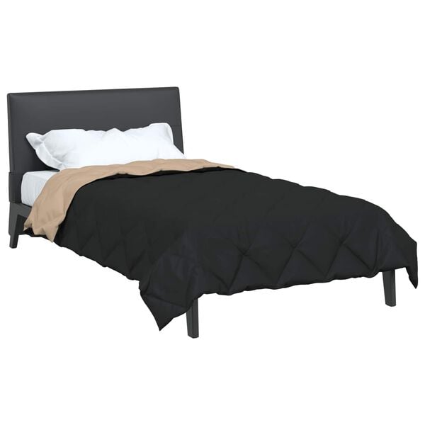 vidaXL Summer Duvet Black and Taupe 220 x 140 cm Microfiber