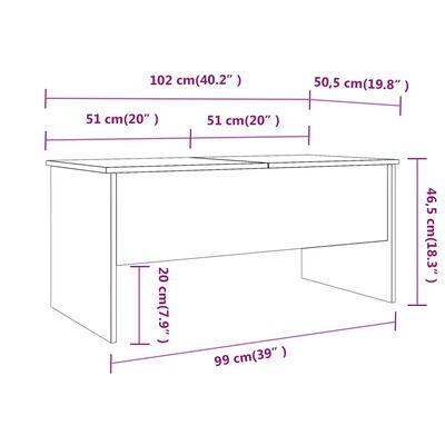 vidaXL Coffee Table Concrete Grey 102x50.5x46.5 cm Engineered Wood