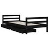 vidaXL Kids Bed Frame with Drawers Black 90x190 cm Solid Wood Pine