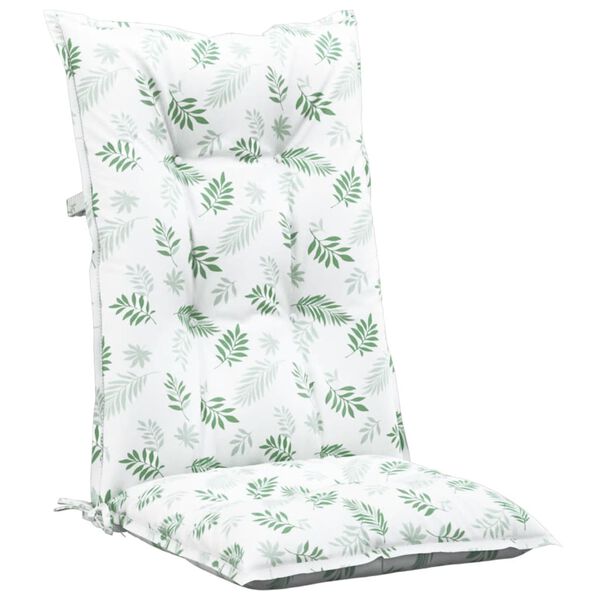 vidaXL Garden Highback Chair Cushions 2 pcs Leaf Pattern 120x50x7 cm Fabric