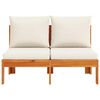 vidaXL Garden Sofa Armless with Cushions 2-Seater Solid Wood Acacia