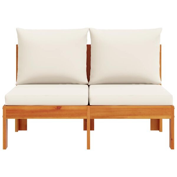 vidaXL Garden Sofa Armless with Cushions 2-Seater Solid Wood Acacia