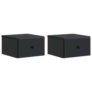 vidaXL Wall-Mounted Bedside Cabinet 2 pcs Black 34.5 x 33 x 20 cm