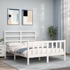 vidaXL Bed Frame without Mattress White Double Solid Wood Pine