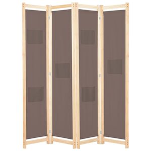 vidaXL 4-Panel Room Divider Brown 160x170x4 cm Fabric