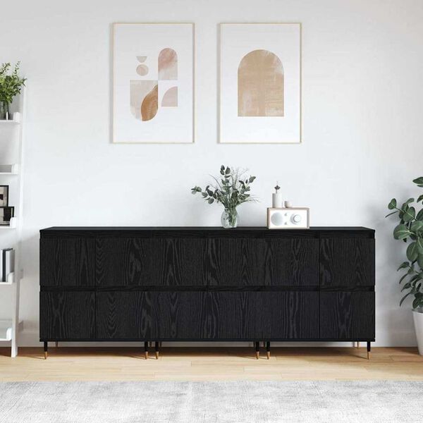 vidaXL Storage Cabinet 3 pcs Black Oak 60 x 35 x 70 cm