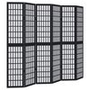 vidaXL Room Divider 6 Panels Black Solid Wood Paulownia