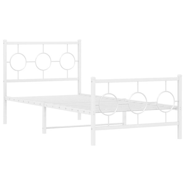 vidaXL Metal Bed Frame without Mattress with Footboard White 90x190cm