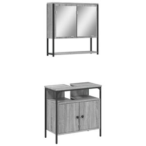 vidaXL 2 Piece Bathroom Furniture Set Grey Sonoma Engineered Wood