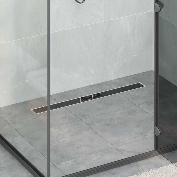 vidaXL Shower Drain Glass Cover with 360&deg; Siphon Black 80 cm