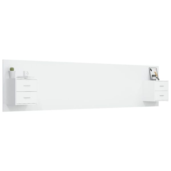 vidaXL Bed Headboard with Cabinets White Engineered Wood