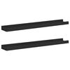 vidaXL Picture Frame Ledge Shelves 2 pcs Black 60x9x3 cm MDF