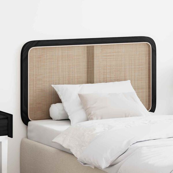 vidaXL Headboard with Headboard Black 100 x 55 x 3 cm Rattan