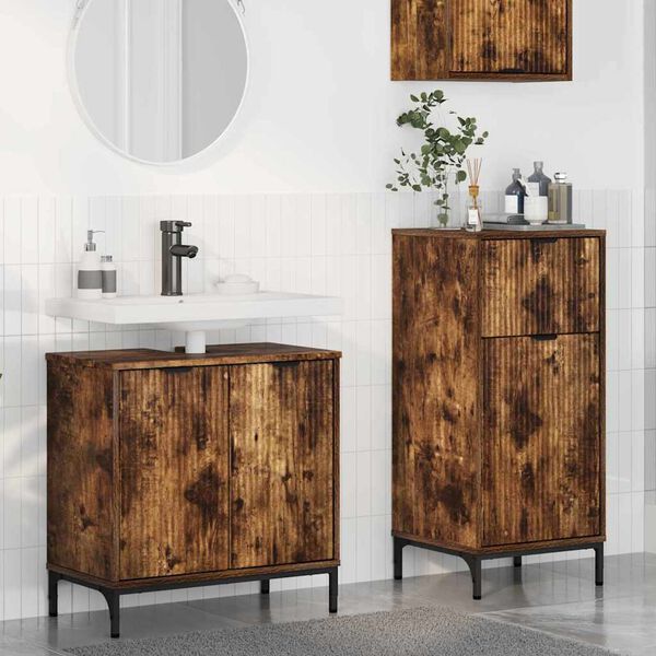 vidaXL Bathroom Furniture Set 2 pcs Smoked oak Engineered wood
