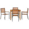 vidaXL Garden Dining Set 5 pcs Grey Poly rattan