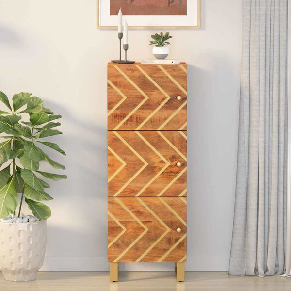 vidaXL Highboard Brown and Black 40x33.5x110 cm Solid Wood Mango