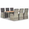 vidaXL 7 Piece Garden Dining Set Grey Poly Rattan&Solid Wood Acacia