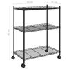 vidaXL 3-Tier Storage Rack with Wheels 60x35x81 cm Black 150 kg