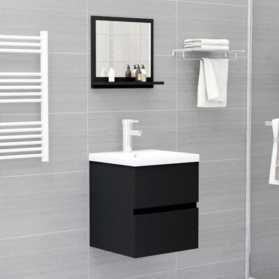 vidaXL Bathroom Mirror Black 40x10.5x37 cm Engineered Wood