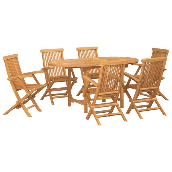 vidaXL Garden Dining Set 7 pcs Brown Solid Teak Wood