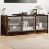vidaXL TV Cabinet with Glass Doors Smoked Oak 102x37x42 cm