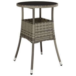 vidaXL Garden Table &Oslash;60x75 cm Tempered Glass and Poly Rattan Grey