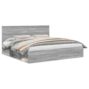 vidaXL Bed Frame Grey Sonoma 200 x 200 cm Solid Pine Wood