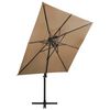 vidaXL Cantilever Garden Parasol with Double Top 250x250 cm Taupe