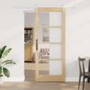 vidaXL Sliding Door Natural 86 x 211 cm Solid Pine Wood and Glass