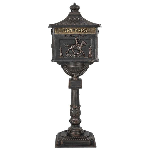 vidaXL Standing Mailbox Bronze 42.5 x 29.5 x 117 cm Cast Aluminum
