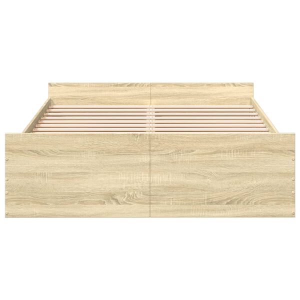 vidaXL Bed Frame with Drawers without Mattress Sonoma Oak 135x190 cm Double