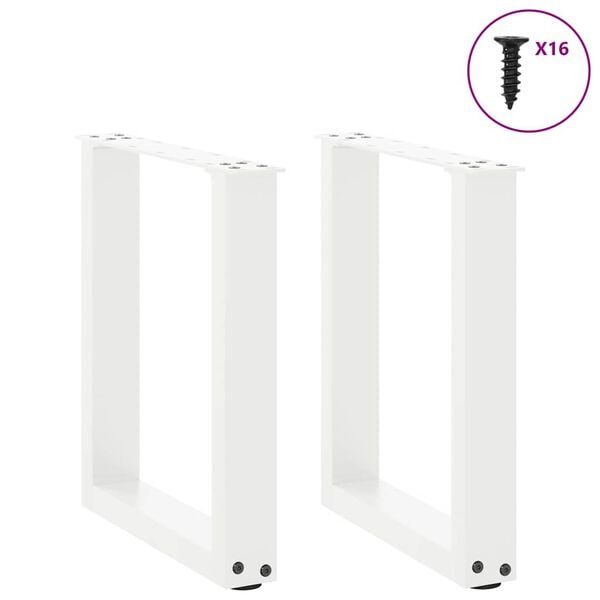 vidaXL Coffee Table Legs U-Shaped 2 pcs White 28x(42-43) cm Steel