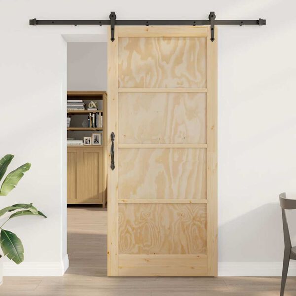 vidaXL Sliding Door ORKDAL Natural and Black 93 x 211 cm