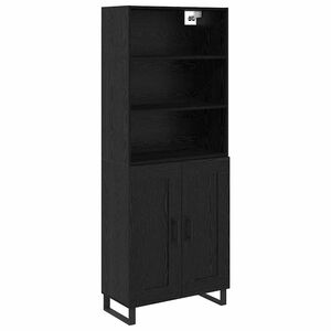vidaXL Highboard with Drawer 2 pcs Black Oak Engineered Wood