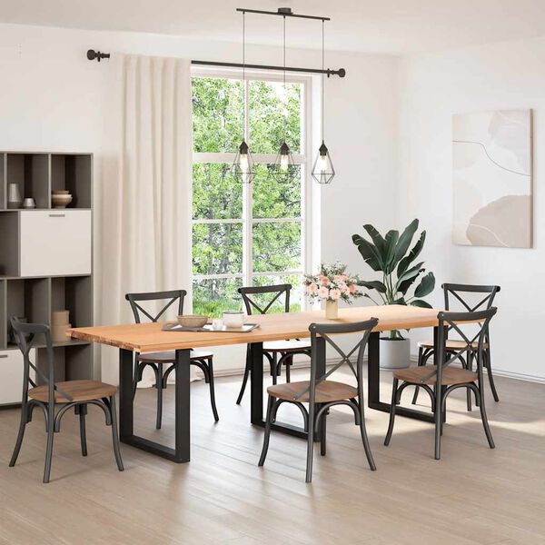 vidaXL Dining Table Legs U-Shaped 3 pcs Black 90x(72-73) cm Steel