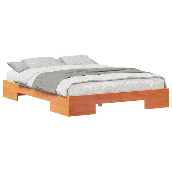 vidaXL Floor Bed Frame with Storage Brown 150 x 200 cm Solid pine wood