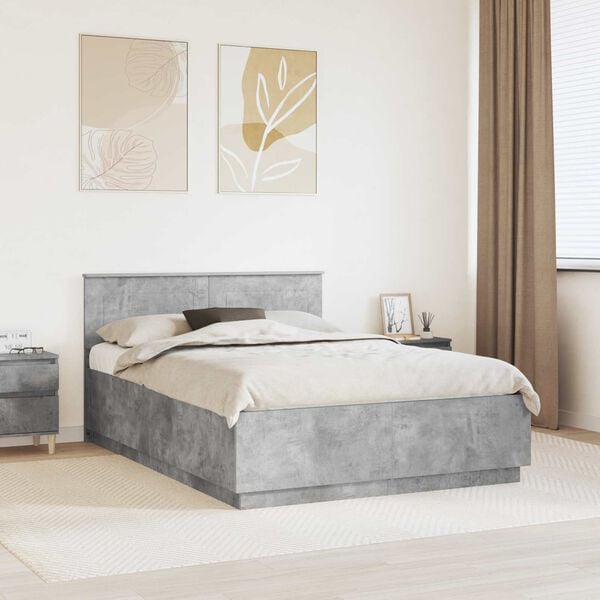 vidaXL Bed Frame Concrete Grey 160 x 200 cm Engineered Wood