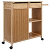 vidaXL Kitchen Trolley with Wheels Natural 90.5 x 36 x 86.5 cm Bamboo