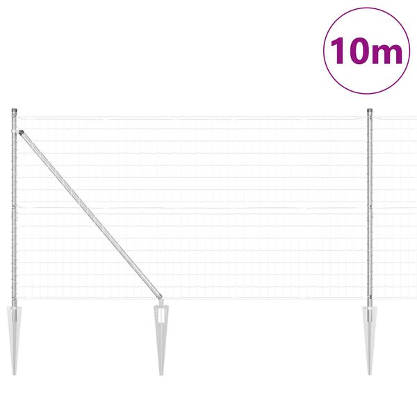 vidaXL Fence with Post Silver 1.4 x 10 m Steel