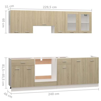 vidaXL 8 Piece Kitchen Cabinet Set Sonoma Oak Engineered Wood