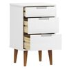 vidaXL Bedside Cabinet MOLDE White 40x35x65 cm Solid Wood Pine